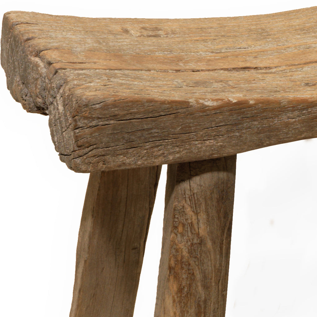 Antique Elm Saddle Stool — Shimu