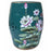 Ceramic Chinese Stool, Teal with Lotus Flowers