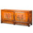 Orange Lacquer Two Door Buffet with Flowers