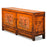 Orange Lacquer Two Door Buffet with Flowers