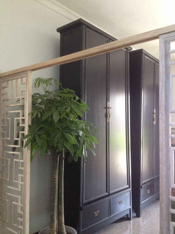 Pair of Large Tapered Cabinets in Black Lacquer