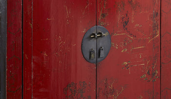 Chinese red lacquer antique cabinet