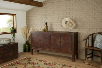 Painted Chinese Antique Walnut Sideboard
