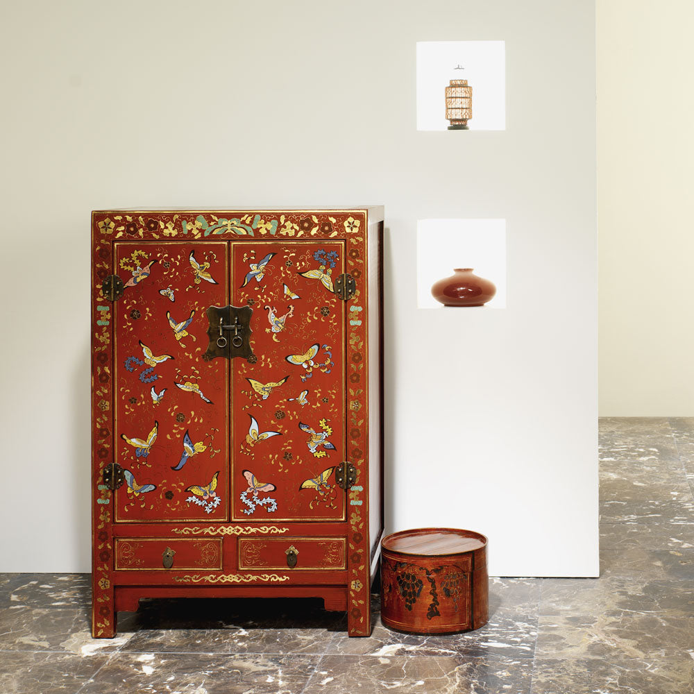 Red Lacquer Shanxi Butterfly Cabinet