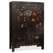 Chinese Antique Painted Black Shanxi Wedding Cabinet