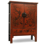 Red and Gold Antique Chinese Wedding Cabinet with Birds