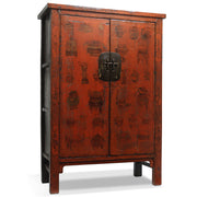 Large Red and Gold Antqiue Chinese Amoire with Curios