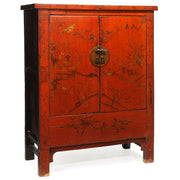 Mid Size Red and Gold Antique Shanxi Cabinet