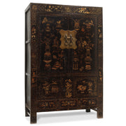 Black Lacquer Gold Painted Shanxi Cabinet