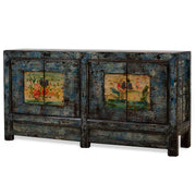 Crackled Blue Sideboard with Painted Doors