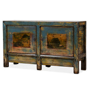 Blue Double Cabinet with Landscape Paintings