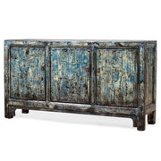 Crackled Blue Lacquer Three Door Sideboard