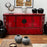 Red Lacquer Sideboard with Carved Spandrels