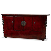 Red Antique Sideboard with Carved Spandrels