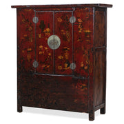 Red Lacquer Qinghai Armoire with Curio Paintings