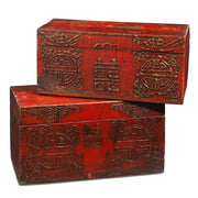 Antique Chinese Red Lacquer Wedding Box