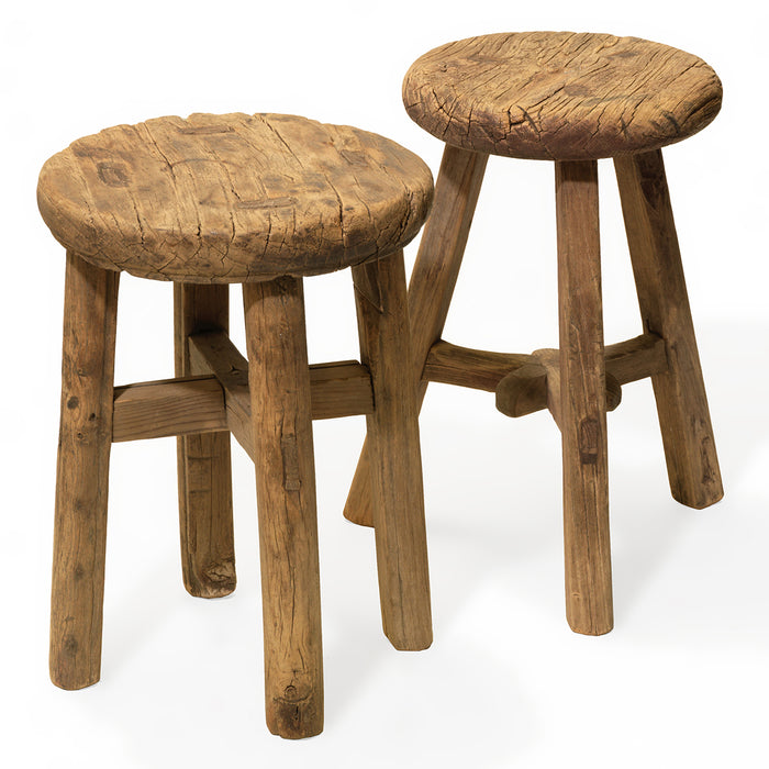 Small Round Wooden Stool — Shimu - Main Image