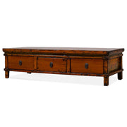 Low Three Drawer Table in Orange Lacquer