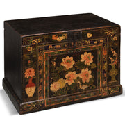 Antique Chinese Painted Black Floral Qinghai Trunk