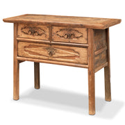 Antique Two Drawer Carved Elm Table