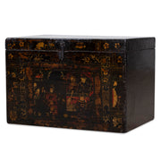 Painted Lacquer Black Chinese Opera Trunk
