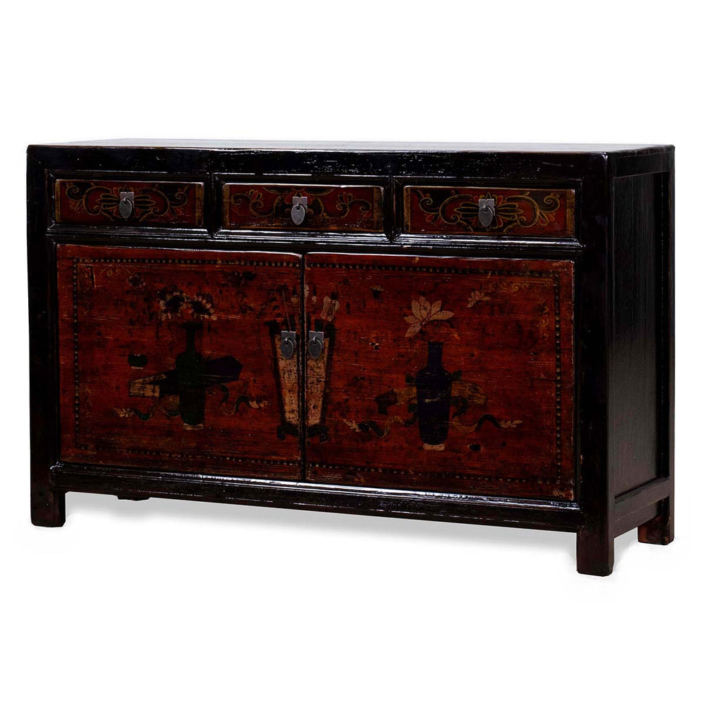 Orange Lacquer Cabinet with Vase Paintings — Shimu