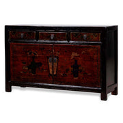 Orange Lacquer Cabinet with Vase Paintings