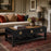 Carved Chinese Coffee Table, Black Lacquer
