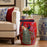 Red Ceramic Stool with Peacocks