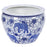 Ceramic planter with blue elephant and floral design on a white background