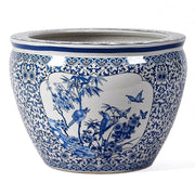 Hutian Blue and White Medium Fish Bowl, Birds