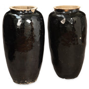 Tall Black Vintage Earthenware Jar