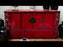 Red Lacquer Sideboard with Carved Spandrels