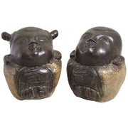 Pair of Dark Stone Children Figures