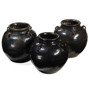 Vintage Handled Black Storage Jar