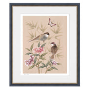 Sparrows and Peonies Art Print