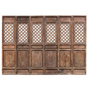 Set of Six Antique Chinese Lattice Door Panels