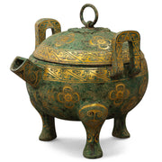 Chinese Bronze and Gold Ritual He Vessel