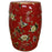 Red Ceramic Stool with Chaffinches
