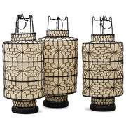 Wire and Canvas Chinese Lantern - Tall White Cylindrical